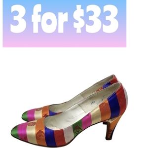 Vintage Palter Deliso Debs Size 6.5B Multicolor Heels 1940s 🔥Pick 3 for $33🔥